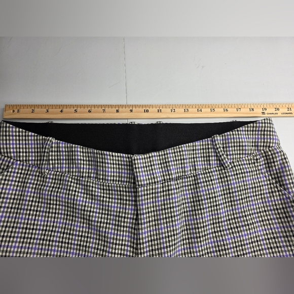 Ava & Viv Plaid Pants 18W Black White Purple Stretch Winter Fall Work Ca-2573 - Picture 10 of 12